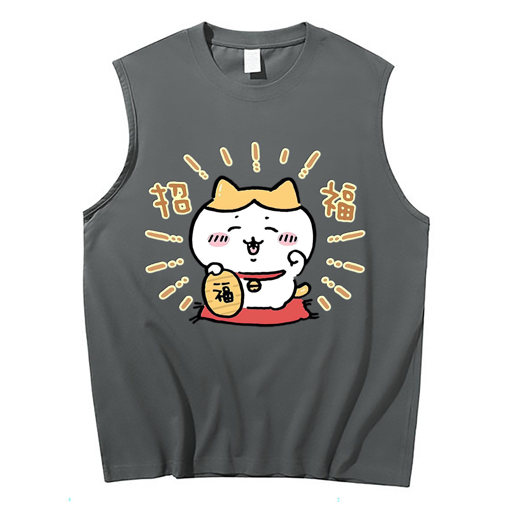 （画像用） ちいかわ ハチワレ Chii-kawa hachiware コットン100％タンクトップ（フロントプリント）
